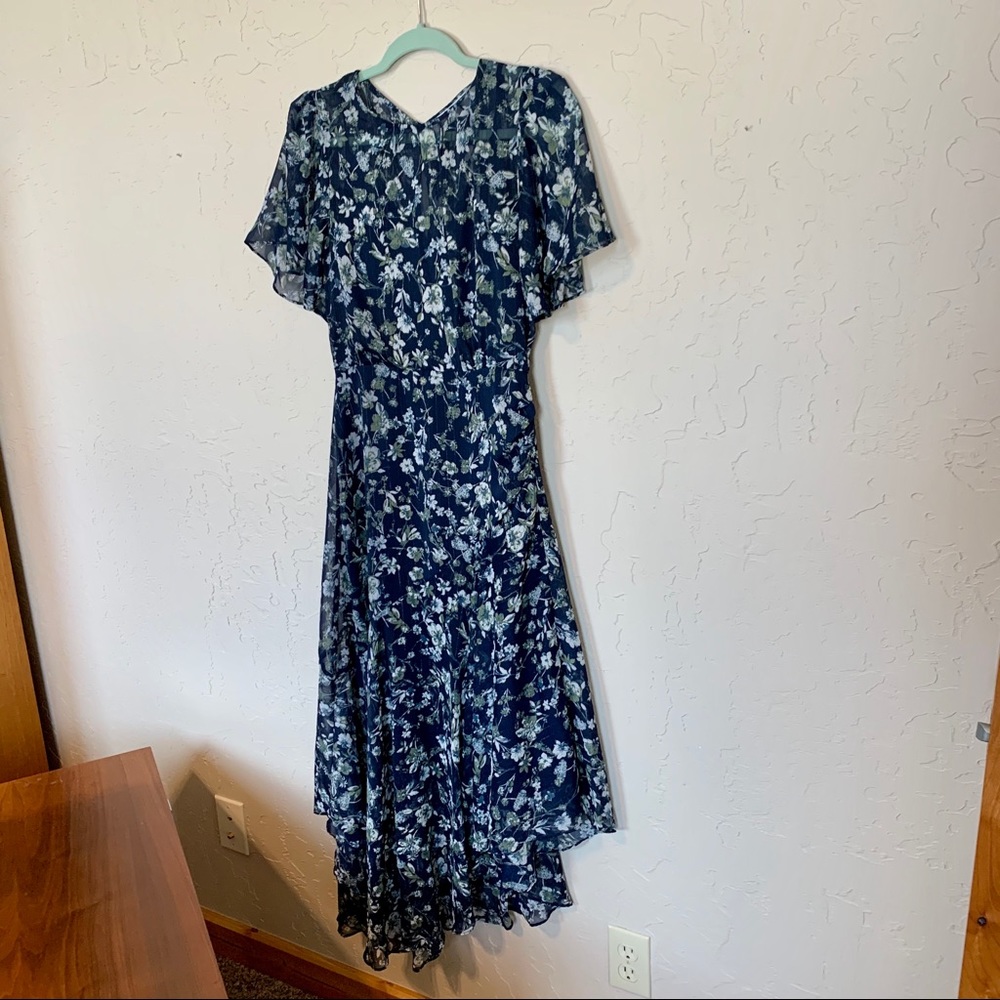 ASTR asymmetrical navy floral dress